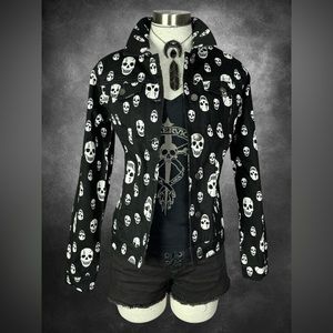 Tripp NYC Toxic Skull Punk Goth Trucker Black Jacket